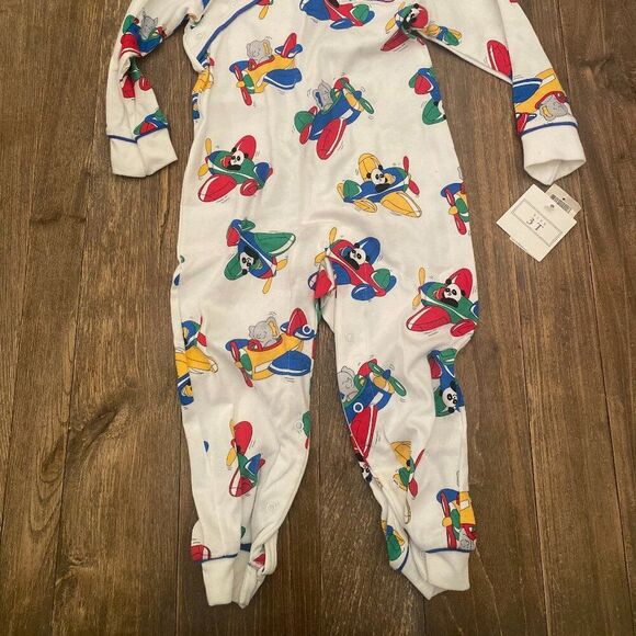 Boys Toddler Vintage Mine Alone Toddlers Airplane Romper One Piece 3T NWT White - Picture 6 of 7